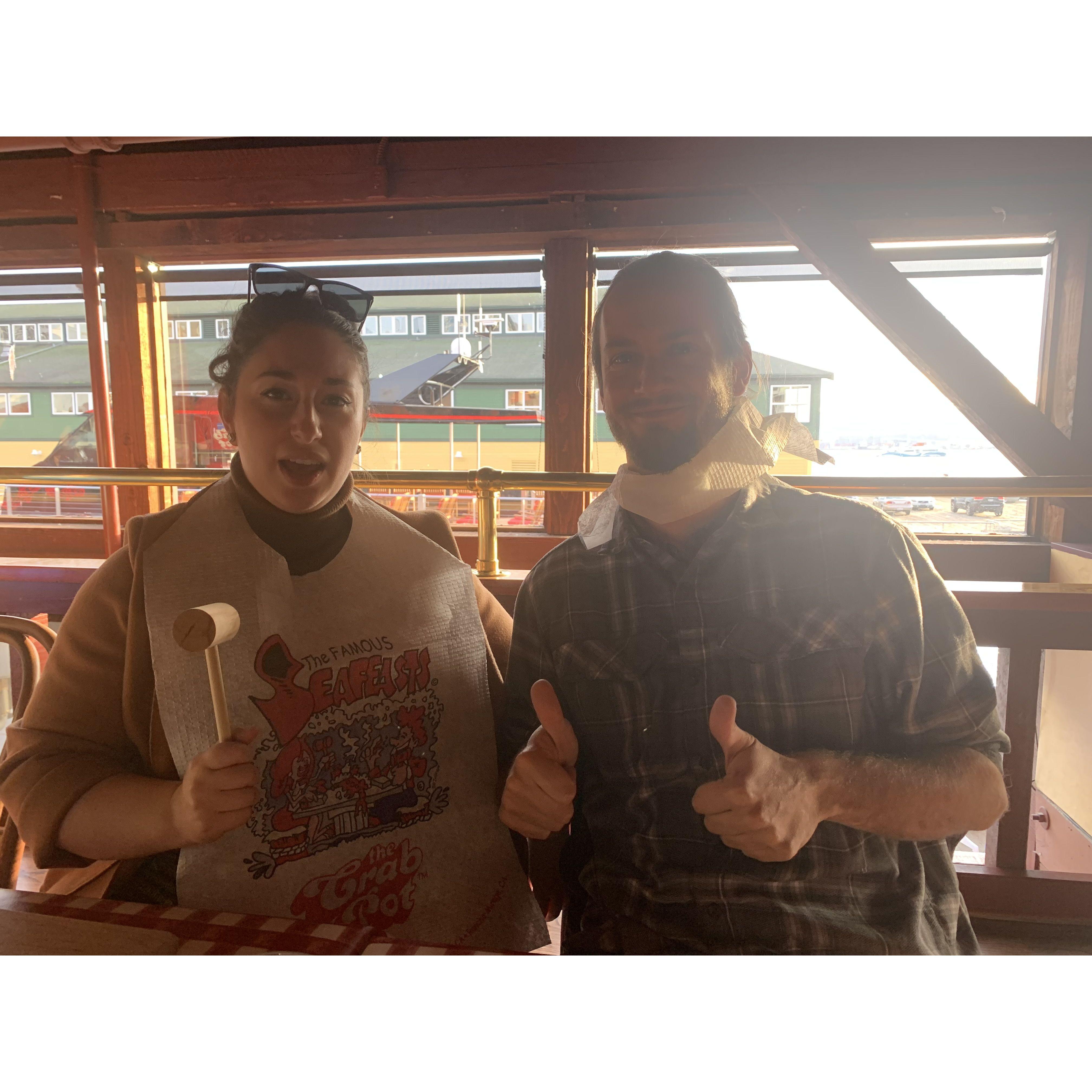 At the Crab Pot for Robert McKellar and Rachel Leggett's rehearsal dinner. Ryan probably said something insulting about seafood here.