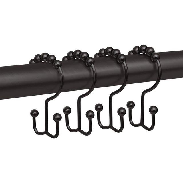 Maytex - MAYTEX Mills TEX Metal Double Roller Glide Shower Curtain Ring/Hooks Oil Rubbed Bronze