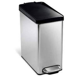 simplehuman - Simplehuman studio 10 Liter Profile Step Trash Can, Brushed Stainless Steel - Black Plastic Lid