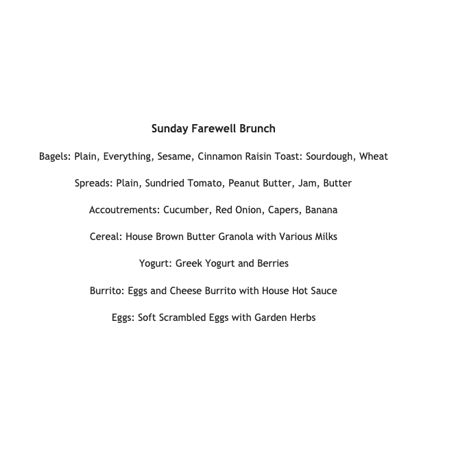 Sunday Farewell Brunch