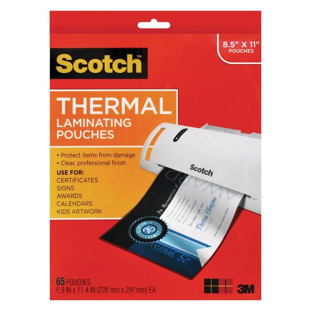 Scotch 65ct 9" x 11" Thermal Laminating Pouches Clear