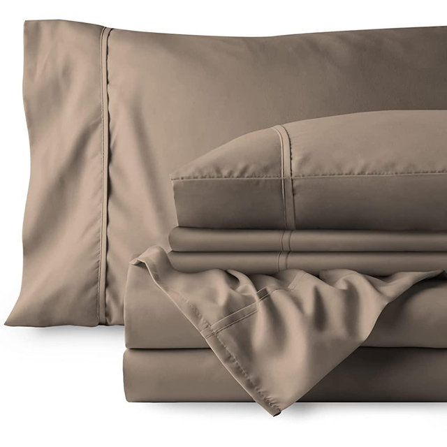 King Sheet Set - 6 Piece Set - Hotel Luxury Bed Sheets - Ultra Soft - Deep Pockets - Easy Fit - Cooling & Breathable Sheets - No Wrinkles - Cozy - Taupe - King Sheets - 6 PC