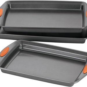 Rachael Ray Nonstick Bakeware Set with Grips, Nonstick Cookie Sheets / Baking Sheets - 3 Piece