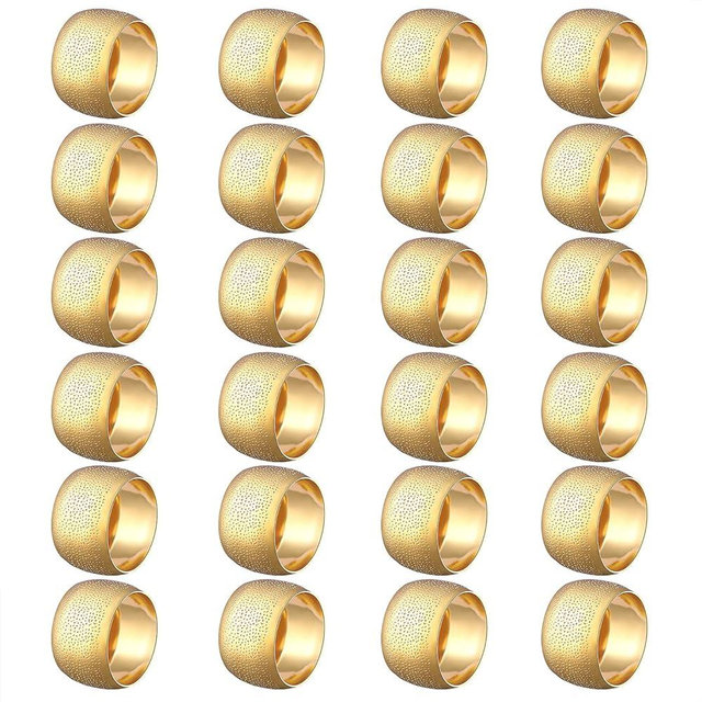 Napkin Rings - Round Napkin Holder Rings for Dinning Table Parties Weddings Family Gather- Holiday Banquet Christmas Dinner Serviette Buckles Decor (24 Set Gold)
