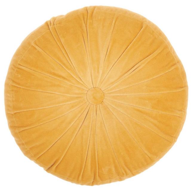 16" Mina Victory Life Styles Round Ruched Velvet Throw Pillow Yellow - Nourison