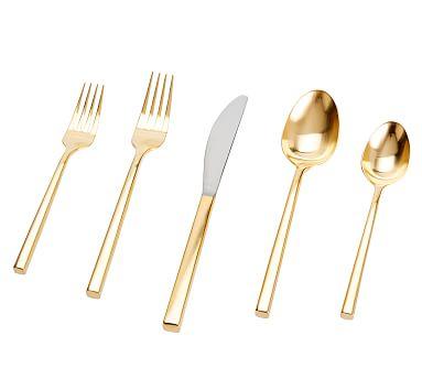 20- Piece Luna Brushed Gold Flatware Set