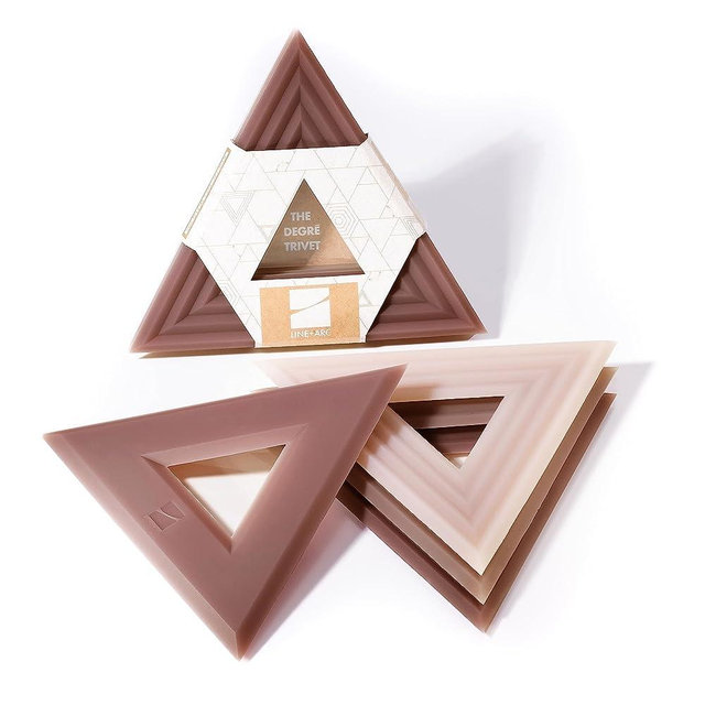The Degrē Trivet (Mauve, Set of 3) by LINE+ARC. Potholder, 10mm Thick & Heat Resistant to 500F. 100% Food-Grade Silicone, Dishwasher Safe, Stain-Resistant. Modern Geometric Mid Century…