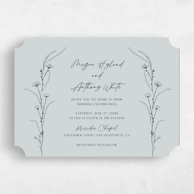 Blue Ticket Wedding Invitation - Rolland Landscape