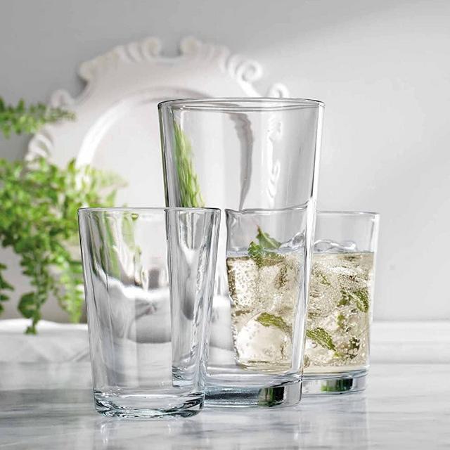 Drinking Glasses Set 18 Piece Mixed Glassware Set By Glaver's, 6 Highballs 17 Oz. 6 Whiskey Glasses 13 Oz. 6 Juice Glasses 7 Oz. Great for Cocktail Whisky and other Beverages. Dishwasher Safe.