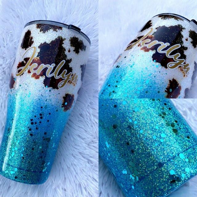 Cowhide Tumbler | Glitter Tumbler | Stainless Steel Tumbler