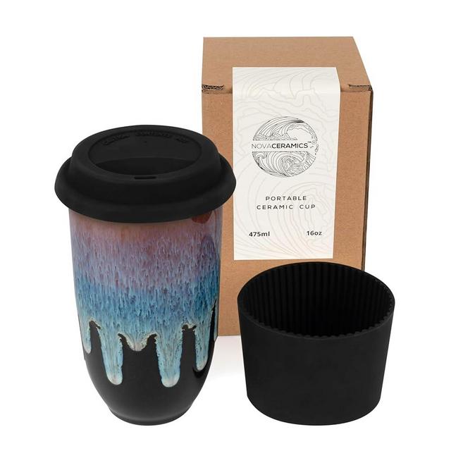 NOVA CERAMICS Coffee Tumbler – Travel Mug - On the Go Coffee Mug – Microwave & Dishwasher Safe Green Coffee Tumbler - Gifts For Women Men Him Her – 16oz – Monsoon