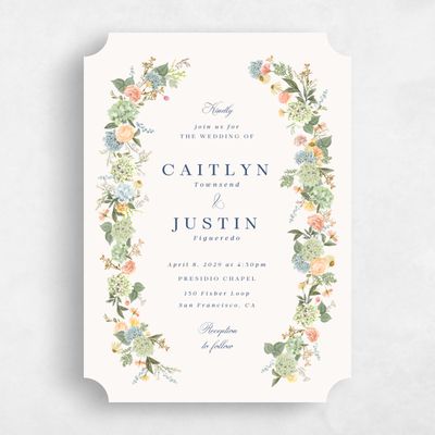 Beige Ticket Wedding Invitation - Rosamund Classic