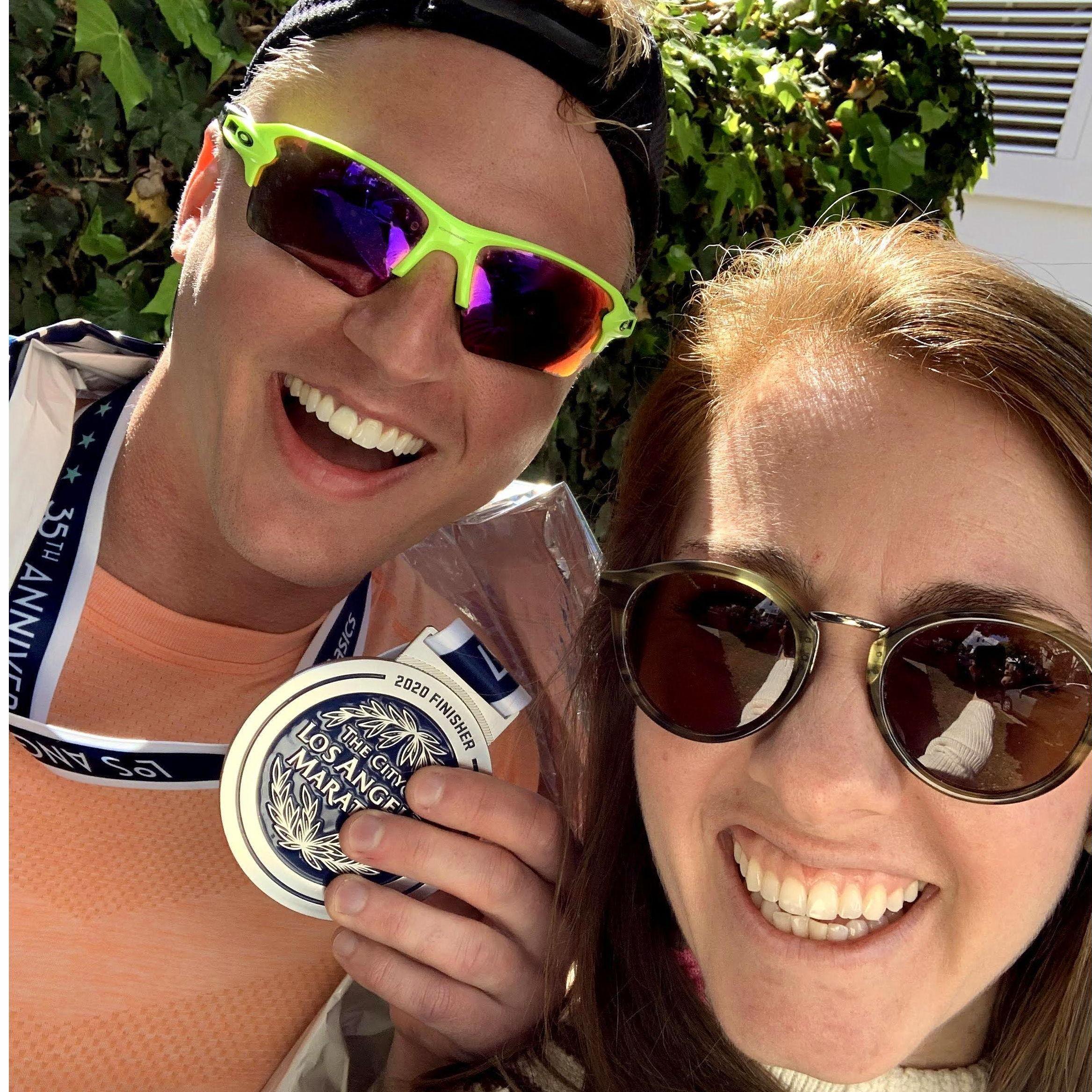 Celebrating Mike finishing the LA Marathon!