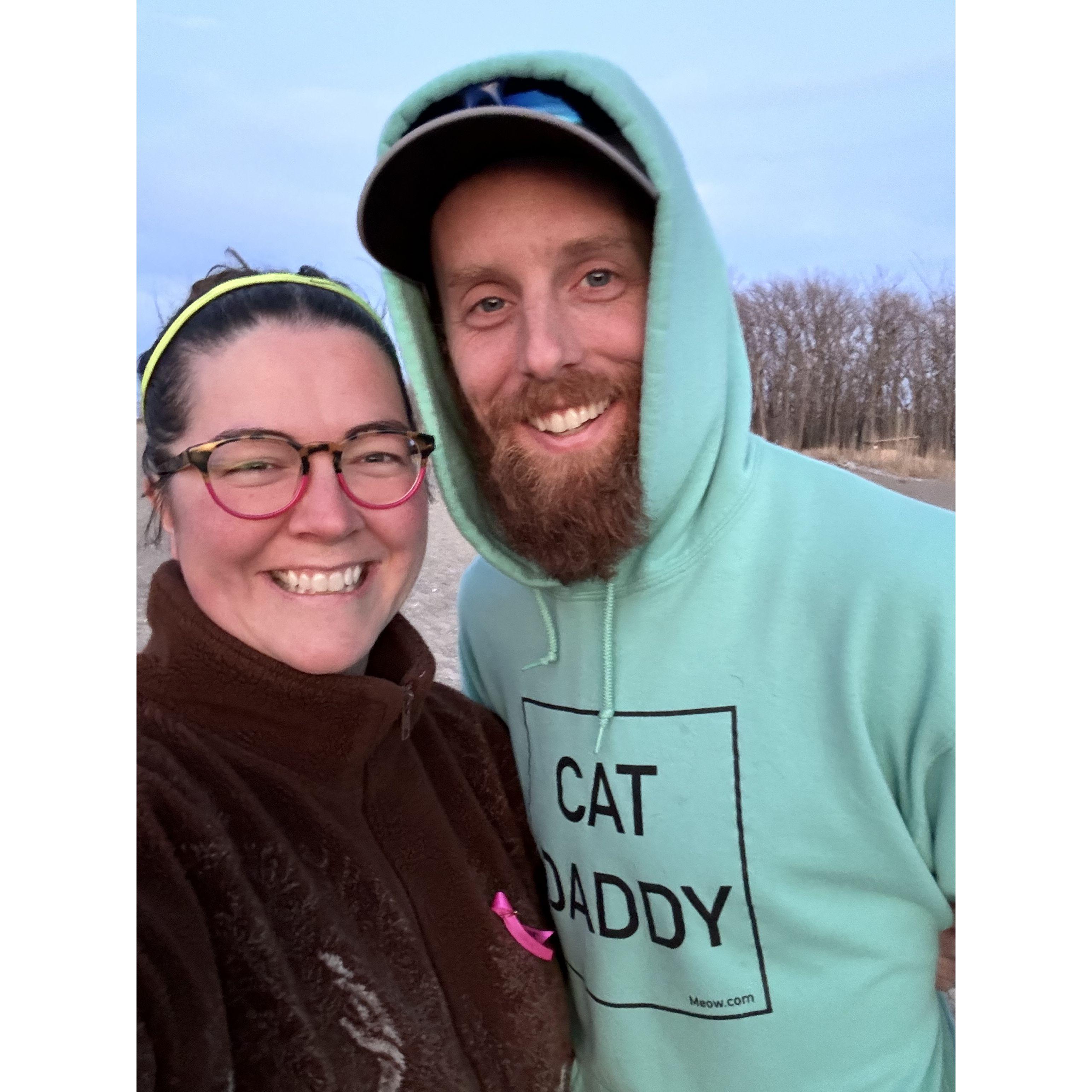 Taking walks on the beaches of Lake Erie searching for treasure with our metal detector.