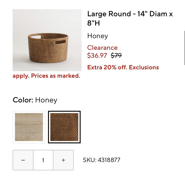 Tava Handwoven Basket Collection: large round honey color