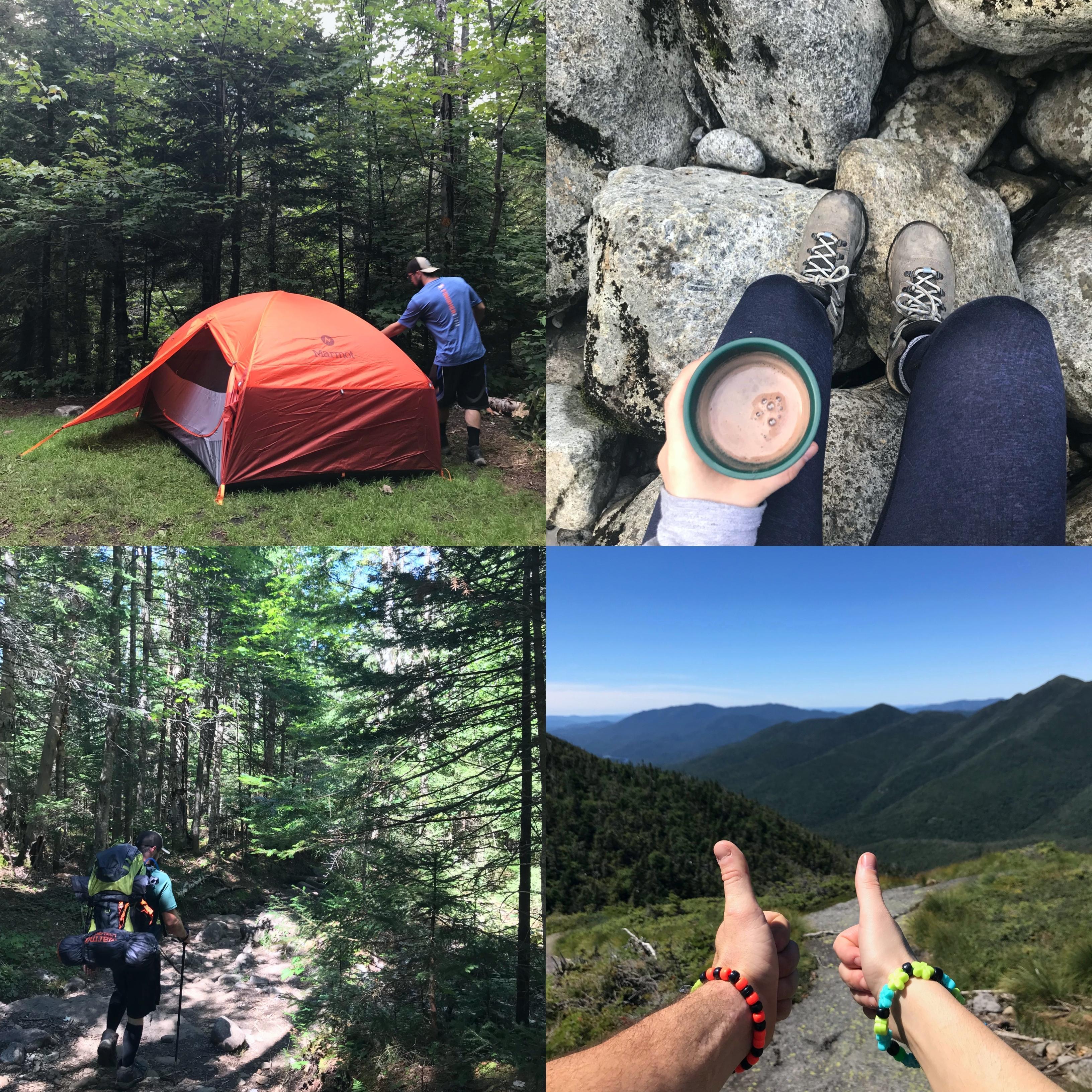 July 2018: Backpacking in the Adirondack Mountains (Luna made us those bracelets and we wear them on every trip.)