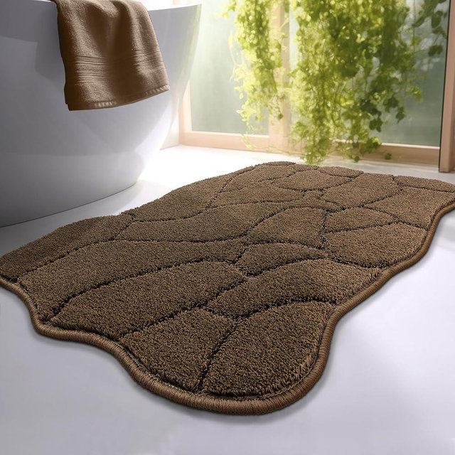 Bathroom Rugs, 32x20 Extra Soft and Absorbent Shaggy Microfiber Bath Mat Rugs, Modern Bathroom Rug Mat Carpet for Bathroom Shower Floor Decor, Machine Washable (Brown)