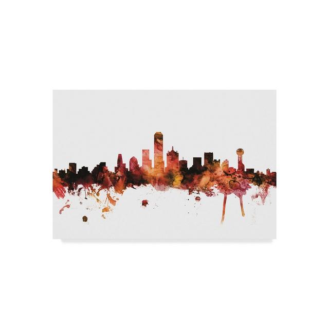 Michael Tompsett Dallas Texas Skyline Red Canvas Art - 15" x 20"
