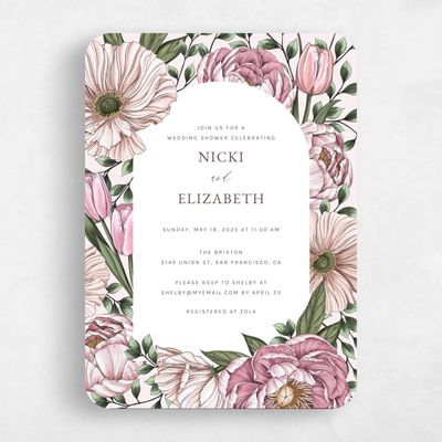 Beige Rounded Wedding Wedding Shower Invitation - Granger