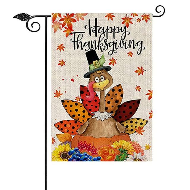 Happy Thanksgiving Garden Flags 12.5 x 18 Inch, Be Thankful Thanksgiving Flag Double Sided Decorative Turkey Fall Garden Flag for Thanksgiving Day Harvest Fall Autumn Yard Outdoor Decor