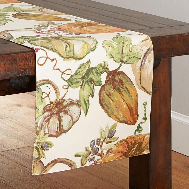 Harvest Pumpkin Linen/Cotton Table Runner, 18 x 108"