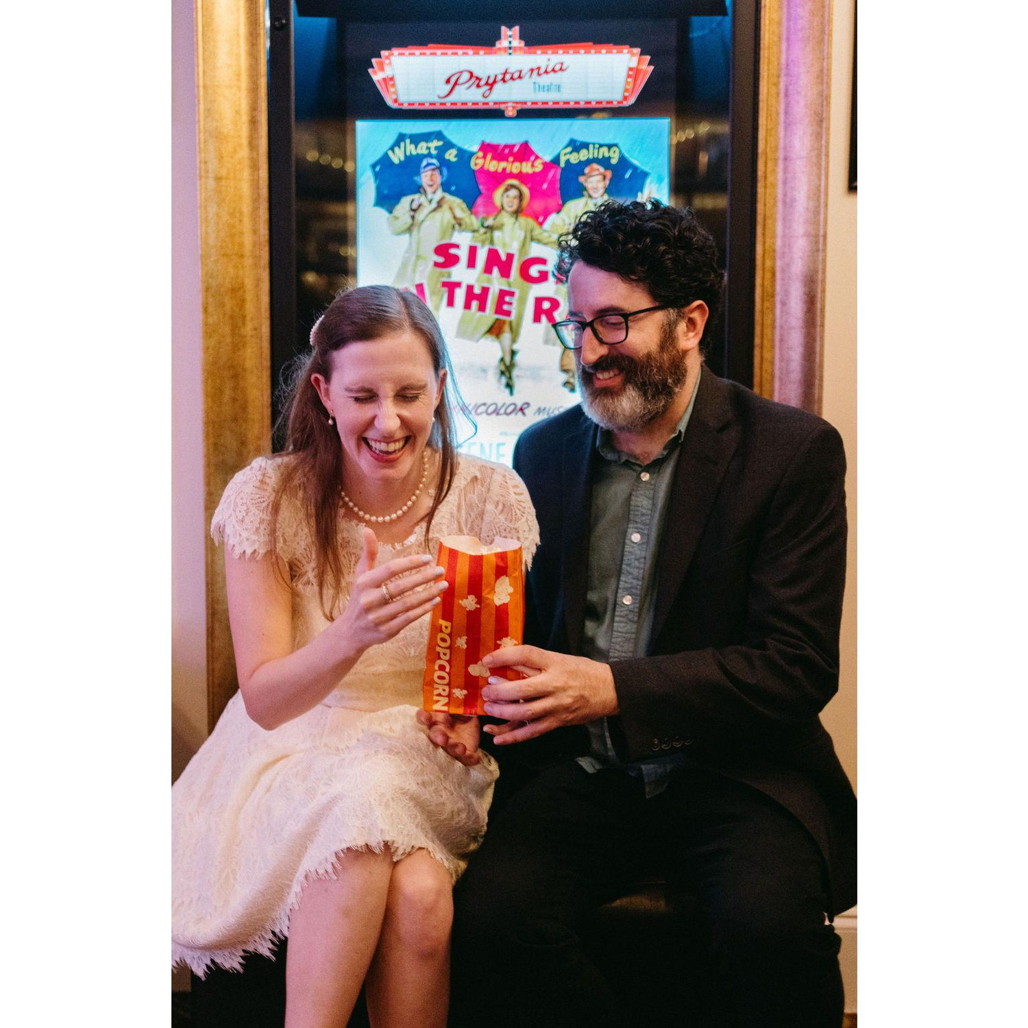 Engagement photo shoot at the historic Prytania Theatre in Uptown New Orleans.
