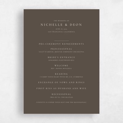 Brown Wedding Program - Brantley