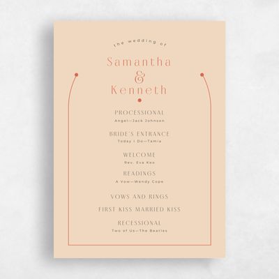 Orange Wedding Program - Suzi