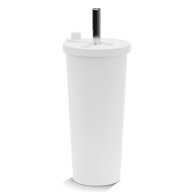 Dodoko 25oz Stainless Steel Reusable Boba Cup and Smoothie Tumbler Vacuum Insulated | Travel Friendly and Leakproof with Wide Collapsible SS Straw (White)