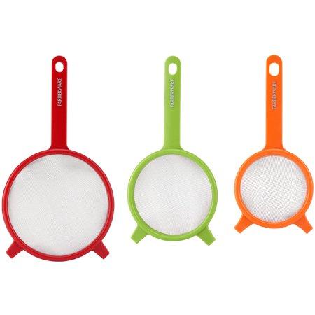 Farberware Red, Green & Orange Strainer Set, 3 Count