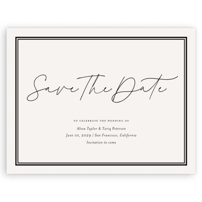 Light Oatmeal, Beige Wedding Digital Save the Date - Micah Landscape