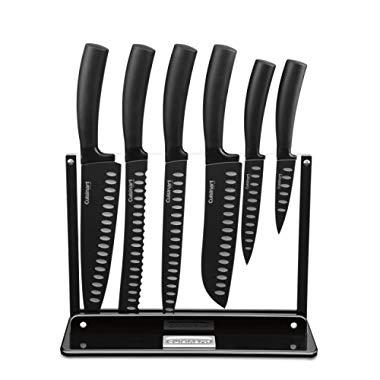 Cuisinart C77NS-7P Classic Nonstick Edge Collection 7-Piece Cutlery Knife Set with Acrylic Stand, Black