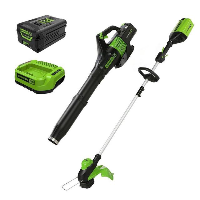Greenworks 60V 13" Cordless String Trimmer & Leaf Blower Combo Kit, 4.0 Ah Battery and Charger Included
