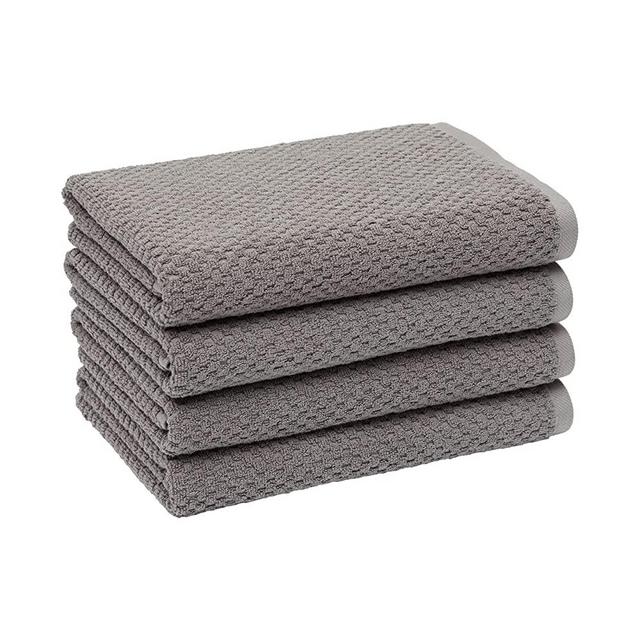 Amazon Basics Odor Resistant Textured Bath Towel, 30 x 54 Inches - 4-Pack, Dark Gray