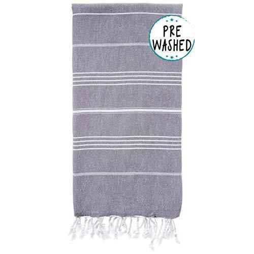WETCAT Original Turkish Beach Towel (39 x 71) - Prewashed Bath Towels, 100% Cotton - Highly Absorbent, Quick Dry and Ultra-Soft - Washer-Safe, No Shrinkage - Stylish, Eco-Friendly - [Dark Grey]