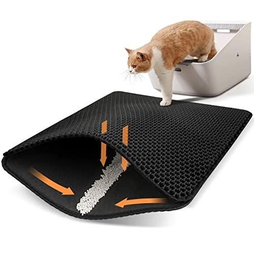 Polarduck Cat Litter Mat,Cat Litter Trapping Mat Extra Large, Honeycomb Double Layer Design, Urine and Water Proof Material, Special Side Handles Design Easier to Clean, Washable