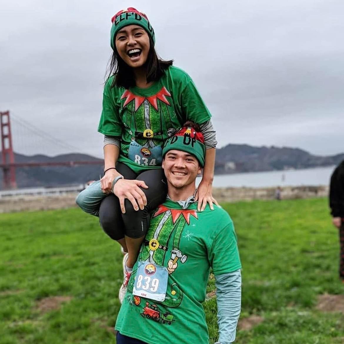 Ran our first 10k race together at Crissy Field in San Francisco (Elf on the Run, 2018).