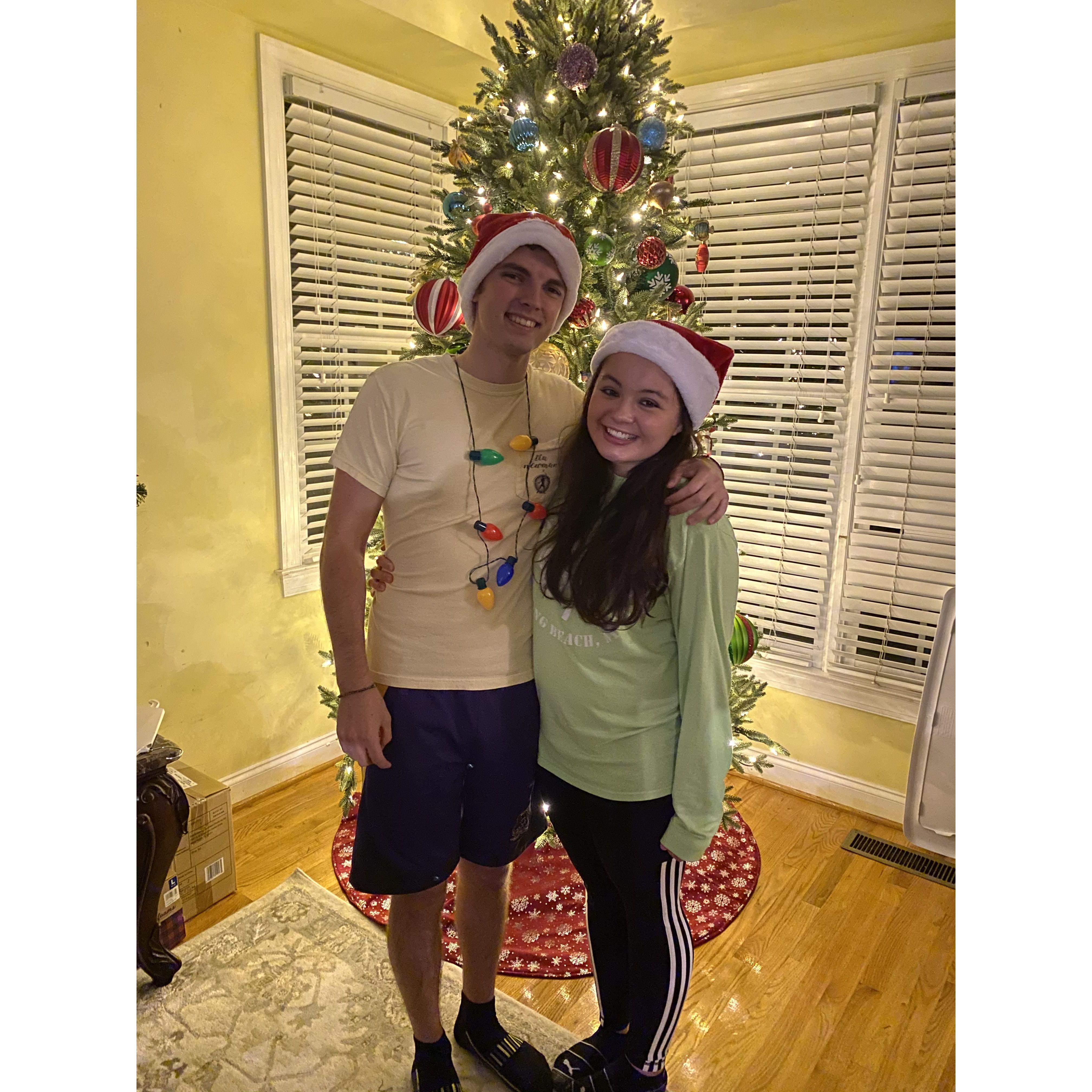 Decorating the Christmas tree at the Duffs house 2020!
