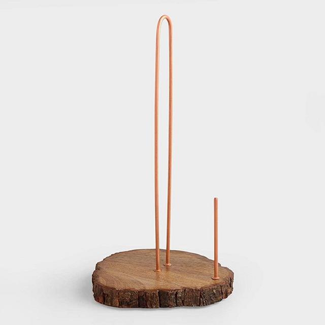 Copper And Wood Slice Paper Towel Holder