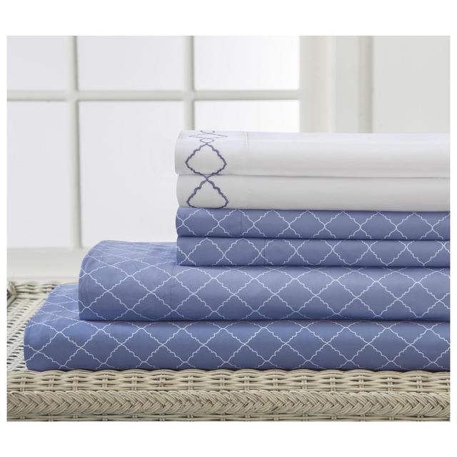 Revina 6pc Embroidered Microfiber Sheet Set (King)Denim - Elite Home Products