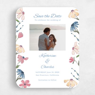White Rounded Wedding Save the Date - Mireille Photo