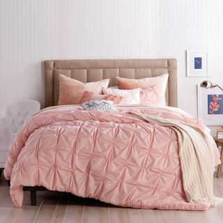 Check Smocked 3-Piece Comforter Set