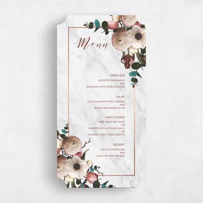 Red Ticket Wedding Menu - Camellia