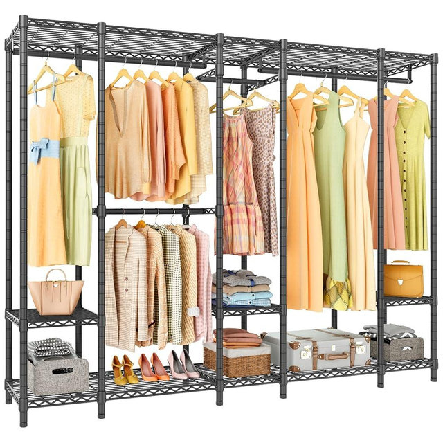 VIPEK V50i Extra Large Portable Closet Rack Bedroom Armoire Freestanding Wardrobe Closet, Heavy Duty Clothes Rack Multi-Functional Metal Clothing Rack for Hanging Clothes, Max Load 1100lbs, Black