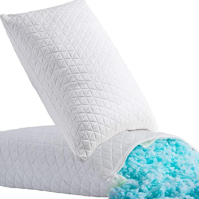 Shredded Memory Foam Pillows for Sleeping,Bed Pillows King Size Set of 2 Pack Cooling Adjustable,Good for Side and Back Sleeper with Washable Removable Bamboo Cover