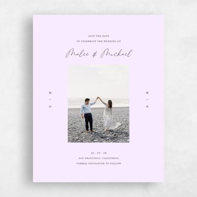 Light Lilac, Purple Wedding Save the Date - Ivor Photo
