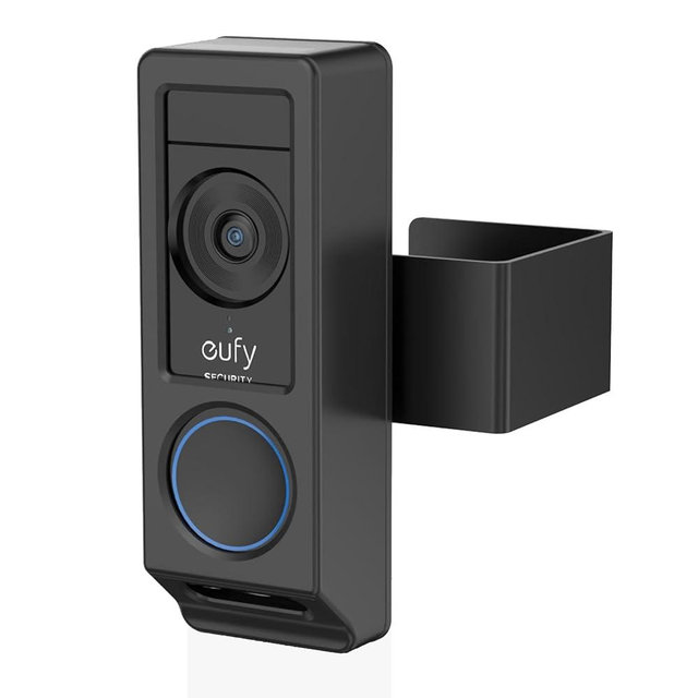 Anti-Theft Video Doorbell Mount for Eufy E340 Camera, No-Drill Adjustable Mounting Bracket Holder Accessories for Eufy Doorbell Camera Mount, Apartment Door Bell Kits for Home Rentals Room (Black)