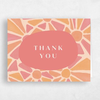 Coral, Pink Wedding Thank You - Barcelona Landscape