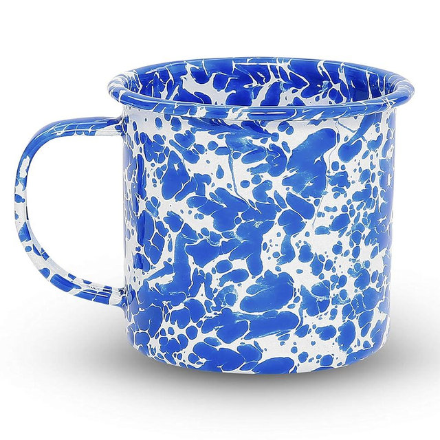 Crow Canyon Home 4er-Set Emaille-Tassen, 350ml, Langlebiges Emaillegeschirr - Perfekt für den täglichen Gebrauch und Aktivitäten im Freien, Spülmaschinenfest für einfache Reinigung, Blau