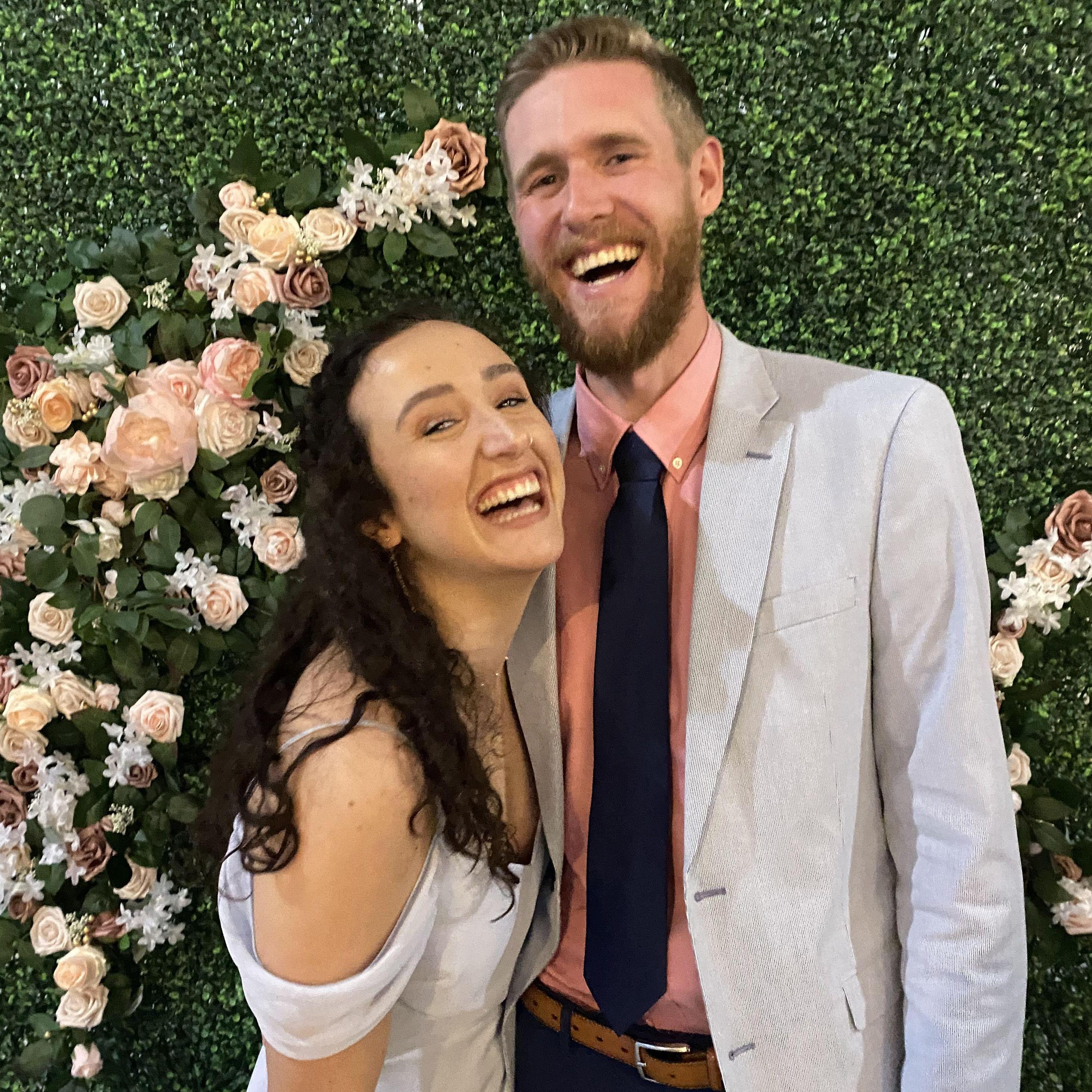 Big smiles for our first wedding as a couple 😁